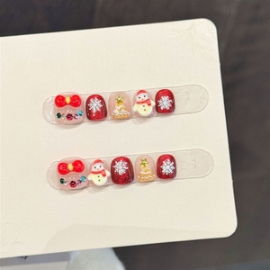<span class=keywords><strong>Uñas</strong></span> Postizas Cortas y Lindas de Navidad, No Tóxicas, de Dibujos Animados, Acrílicas, Hechas a Mano, de Alta Calidad, para Niños, Venta al por Mayor - Product Image 2