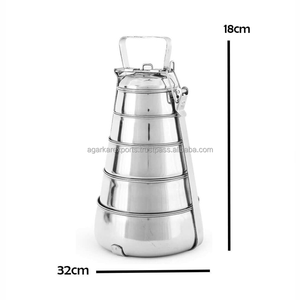 Durable Stainless Steel Pyramid <b>Lunch</b> <b>Box</b> Heavy Duty Meal <b>Box</b> 5 Compartment 2000ml Leak Proof Dishwasher Safe Lightweight - Product Image 2