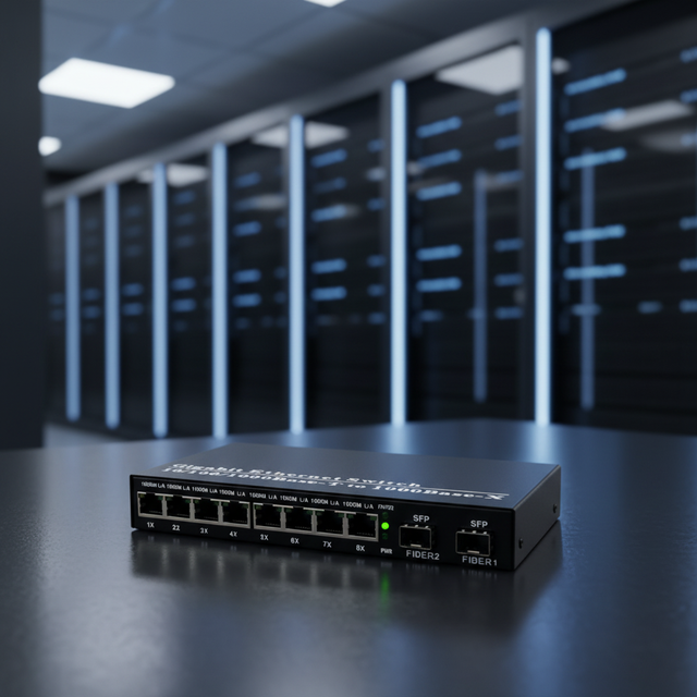 10port Fiber Switch 8 Port 10/100/1000Mbps and 2 Gigabit Port Uplink Fiber Switch with 2 SFP Port