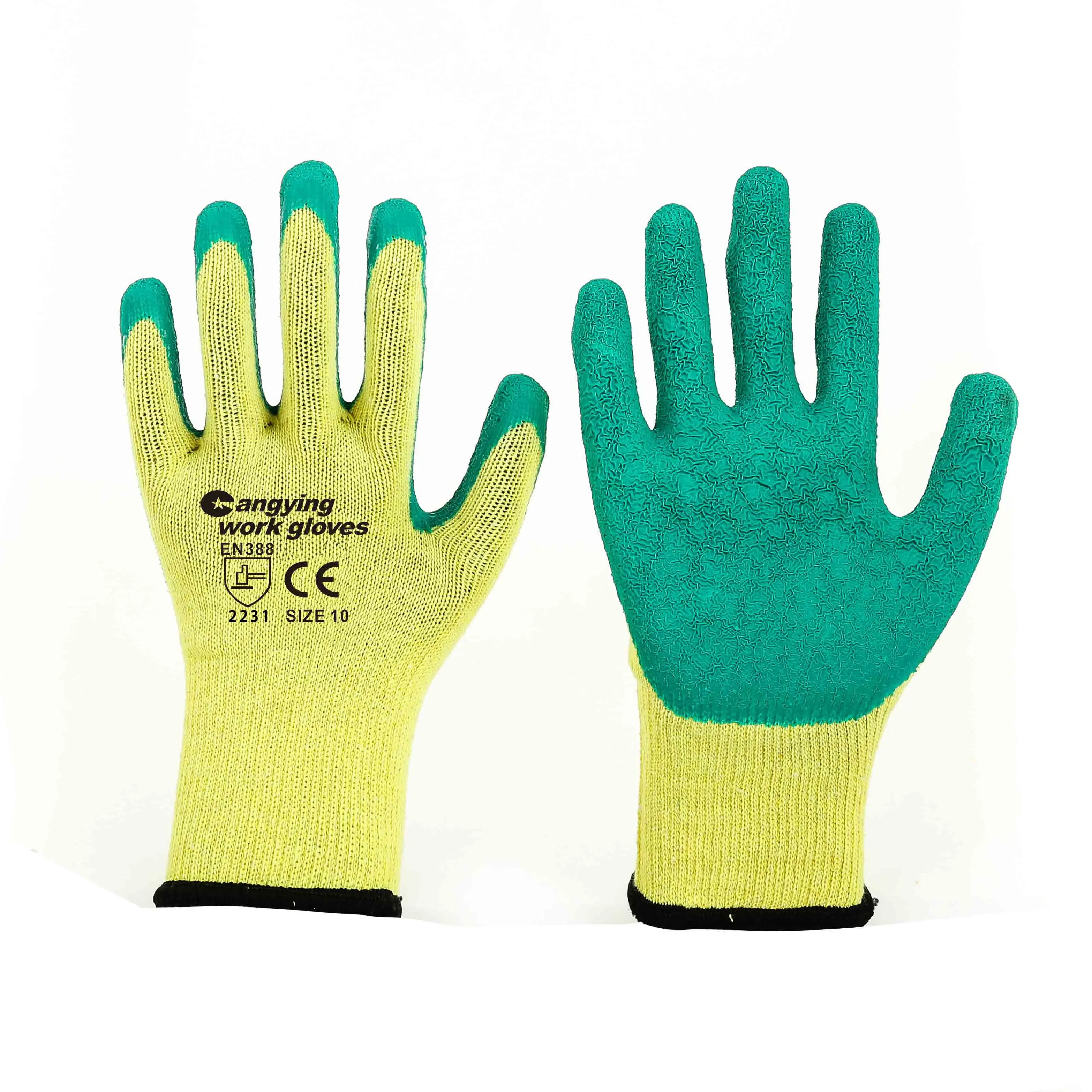 cotton shell with latex coating workwear gloves industrial working safety gloves