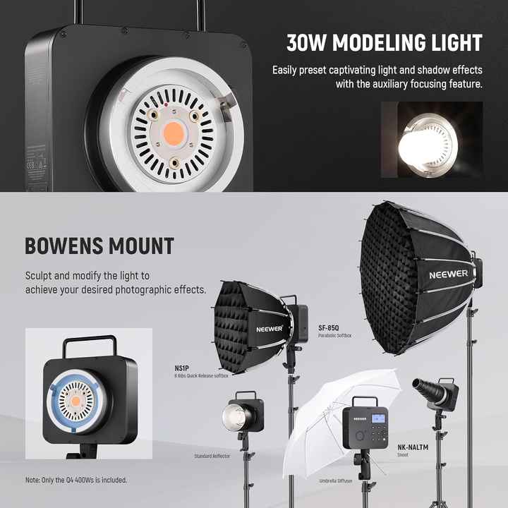 NEEWER Q4 400ws Studio Flash - Perfect for Outdoor Photography