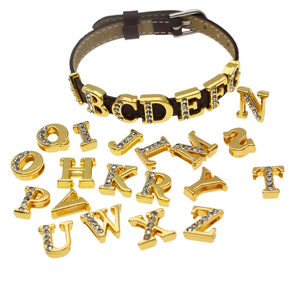 Pulsera de cuentas con letras inglesas de diamantes de imitación Aceworks, accesorios de decoración de aleación, correa de muñeca DIY, collar - Product Image 1