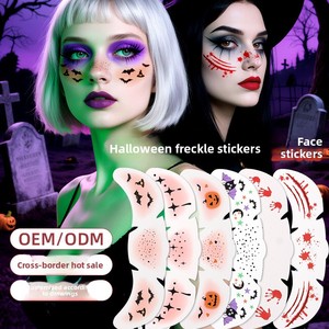 6 autocollants de <span class=keywords><strong>tatouage</strong></span> temporaire effet taches de rousseur et paillettes pour le visage, thème chauve-souris, pour Halloween, pour femmes et enfants - Product Image 3