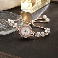 Montre scolaire transfrontalière incrustée de diamants pour étudiantes, cadran élégant, mouvement à quartz, écologique, double rangée