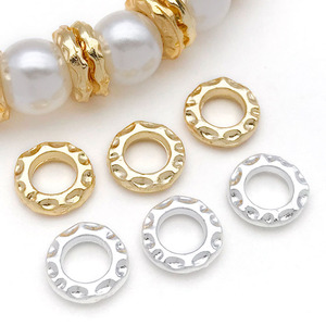 Cuentas espaciadoras de cobre chapado en oro y plata, cuentas redondas de metal con orificio grande para la fabricación de joyería DIY, accesorios para pulseras y collares. - Product Image 2