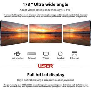 Pantalla de pared de video interior 4K de 55 pulgadas, señalización LCD comercial, empalme Gap 1,88, empalme gratuito de espacios en blanco remotos - Product Image 4