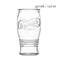 Verre à bière vintage en verre Mason gaufré de 470 ml avec pied, idéal pour cocktails et jus, vente en gros, OEM