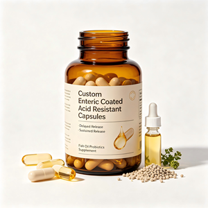 Fabrication de capsules personnalisées à libération retardée et prolongée, résistantes aux acides, avec revêtement entérique, pour suppléments d'huile de poisson et de probiotiques - Product Image 1