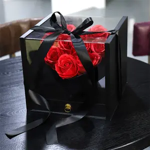 Hộp hoa hình vuông trong suốt kiểu dáng trái tim, chống thấm nước, phong cách châu Âu, dễ mang theo - Product Image 4