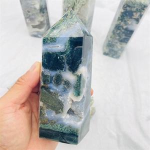 Obelisco de Ágata Musgosa Verde Natural al por Mayor, Geoda Druzy de Cuatro Lados, Varita de Cristal Curativo, Feng Shui, Meditación, Decoración del Hogar, Regalo - Product Image 4