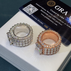 Anelli di Lusso con Moissanite Taglio Smeraldo VVS, Anelli in <span class=keywords><strong>Argento</strong></span> per Uomo, Gioielli in Moissanite <span class=keywords><strong>D</strong></span> VVS, Anello in Moissanite Certificato GRA, Stile Hip Hop - Product Image 5