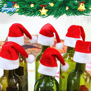 Noel partisi yemeği masa süslemeleri Mini bere şenlikli ortam için şapka ve eşarp sevimli şarap şişesi Toppers - Product Image 1