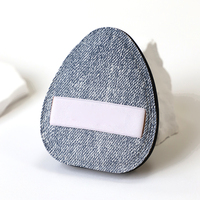 Pinkz Marque privée Éponge de maquillage en denim longue durée Éponge de beauté Fond de teint Mélangeur Forme personnalisée Bouffée à coussin d'air