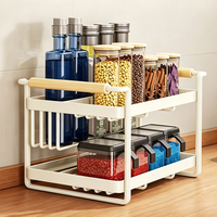 Organisateur de cuisine 2 niveaux pour ustensiles et épices – Support de rangement pour pots à épices et condiments