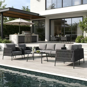 Set Tavolo e Sedie da Esterno, Sedie da Giardino e Caffè, Divano Impermeabile e Resistente al Sole per Villa e Spazi Aperti - Product Image 3