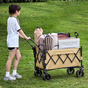 Carrito <span class=keywords><strong>de</strong></span> <span class=keywords><strong>Camping</strong></span> Plegable <span class=keywords><strong>de</strong></span> Cuatro Ruedas, Carrito Utilitario para Parque, Picnic, Playa, Jardín, Carrito <span class=keywords><strong>de</strong></span> Mano Plegable para Exteriores con Barra <span class=keywords><strong>de</strong></span> Empuje y Arrastre - Product Image 3