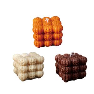 Halloween Pumpkin <b>Cube</b> Scented Candle Handmade Skull Pumpkin Shape Candle Holiday Home Party <b>Table</b> Decor Ornament - Product Image 3