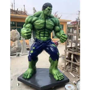 Dipinto a mano Marvel Action Figure famose Figure di supereroi uomo muscolo a grandezza naturale in fibra di vetro Hulk statua