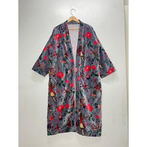 Wholesale Long Velvet Kimono Home Gown Kimono Beach Cover Up Women <b>Dress</b> Printed Velvet Kimono Directly From Manufacturer - Product Image 3