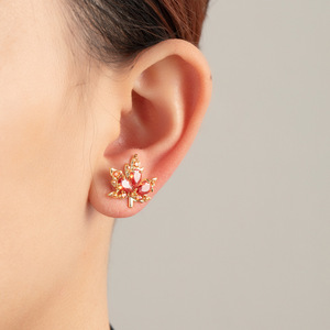 Muyu Maple Leaf Stud Earrings 925 Silver Party Fashion Jewelry - Product Image 4