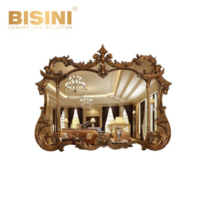 Espejo de pie grande de PU tallado estilo <span class=keywords><strong>colonial</strong></span> <span class=keywords><strong>americano</strong></span>, decoración rústica para sala de estar, espejo dorado para villa europea - Product Image 2