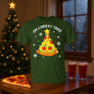 Camiseta Oh Cheesy Tree Christmas Pizza con diseño de comida navideña para hombre - Product Image 3