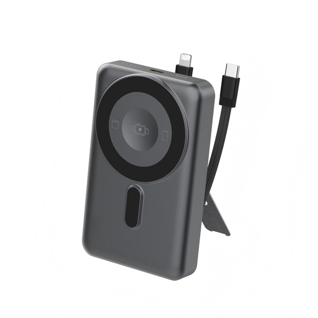 New Magnetic Wireless Power Bank Foldable Stand Li-Polymer Battery 10000mAh High Capacity Built-in Cables Two-Way Fast Charging