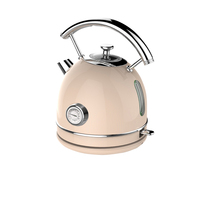 Bouilloire électrique rétro en acier inoxydable de 1,7 L avec thermomètre Chaudière à eau chaude sans fil à ébullition rapide pour thé et café