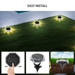 Lampe solaire rechargeable pour extérieur, batterie au lithium, IP54, éclairage paysager, du crépuscule à l'aube, pour pelouse, jardin, patio, allée - Product Image 6