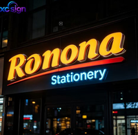 Enseigne personnalisée rétroéclairée en LED acrylique 3D, lettres en acier inoxydable, transformateur AC, pour commerce, maison, bureau, bar, magasins, bâtiment, mur