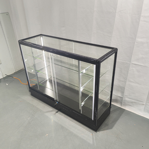 Vitrine d'exposition en verre avec cadre en aluminium incurvé, couleur personnalisée, moderne et économique, éclairage LED robuste et écologique pour - Product Image 5