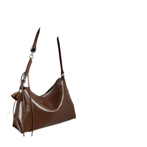 กระเป๋าหนังแท้สไตล์วินเทจสำหรับผู้หญิง สะพายไหล่หรือสะพายข้าง สายสะพายสองเส้น ซับในโพลีเอสเตอร์ ดีไซน์เรียบง่ายทันสมัย - Product Image 4