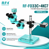 Microscope RF4 FO33C 4K HD Stéréo Trinoculaire avec Bras Articulé pour Réparation de PCB de Téléphone, Soudure et Équipement de Réparation Électronique
