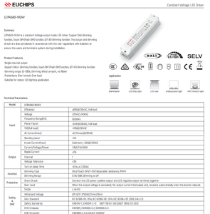 ไดรเวอร์ LED แรงดันคงที่ Euchips LCP40AD-1H24V 40W 24V 1.65A รองรับ DALI2 ระบบสัมผัสหรี่ไฟ 0-10V ปรับหรี่ได้ IP20 - Product Image 3