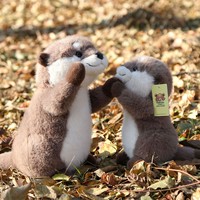 Doll Tribe Blessing Otter Adorable Peluche courte réaliste, apaisante pour les jeunes, cadeau d'anniversaire, en coton PP, avec sac en filet