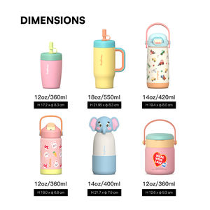 Ensemble de biberons pour enfants Hong Ling - Gobelet vibrant + biberon à bec d'animal mignon pour les tout-petits soifards - Emballage cadeau coloré - Product Image 5