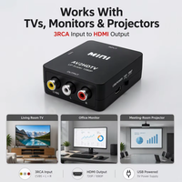 Convertidor AV a HDTV 1080P, Adaptador de Audio y Video Compuesto RCA con Cable de Alimentación USB, Plug and Play para TV, Monitor y Proyector