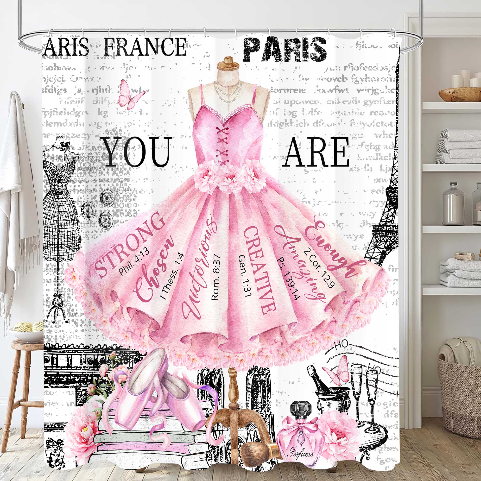 JY170 (12) Pink Ball Gown & Paris Text