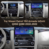 Autoradio 12,3 pouces pour Nissan Petrol Y62 Amada Infiniti QX56 QX80 2010-2022 avec micro intégré, GPS, écran tactile, garantie 1 an