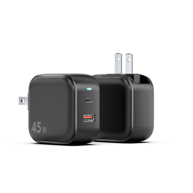 Foldable Wall Charger 45W GaN Dual USB C PD3 0 PPS Fast CE V0 Fireproof for Efficient Power Delivery System