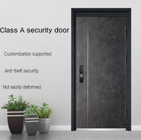 Puerta de Seguridad de Fábrica Clase A, Moderna, con Cerradura Inteligente Integrada, Puerta de Entrada de Acero de Lujo Sencilla para Vivienda Residencial