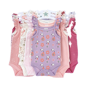 Completo Estivo 2025 per Neonata: Canottiera in Cotone, Tutina e Pagliaccetto con Stampa Cartoon Stile Europeo e Americano - 3 Pezzi - Product Image 1