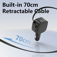 Cargador de Coche Retráctil, Cargador de Coche de Carga Rápida 3 en 1 de 90 W con USB-C y USB-A, Compatible con iPhone, Galaxy, Pixel y Más