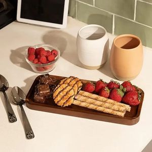 Japanese Style Wooden Dessert <b>Tray</b> Rectangular Solid Wood Washable For Home Coffee <b>Tea</b> Serving - Product Image 1