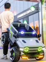 Voiture électrique tout-terrain pour enfants, double siège, télécommande adulte, quatre roues, jouet en plastique, poussette