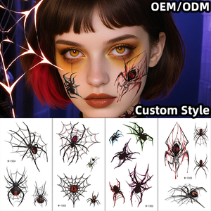 สติกเกอร์ลายสยองขวัญฮาโลวีนสติกเกอร์รอยสักรูปแมงมุมสีดำกันน้ำพิมพ์ลายสติกเกอร์สักชั่วคราว - Product Image 4