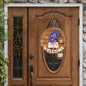 Plaque de porte interchangeable moderne en MDF avec gnome de jardin pour toutes les saisons, décoration de vacances - Product Image 4