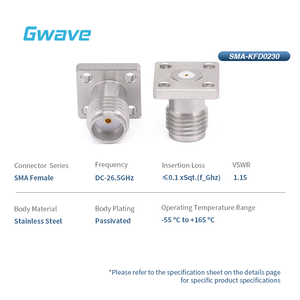<span class=keywords><strong>SMA</strong></span> гнездовой соединитель, полевой сменный фланец с 4 отверстиями для PCB RF 6,35 мм, расстояние между отверстиями 0,30 мм, диаметр штифта, совместимый с DC-26.5GHz - Product Image 2