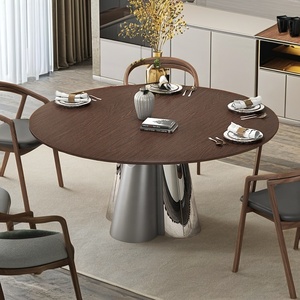 Diseños de <span class=keywords><strong>mesa</strong></span> de comedor de losa de tablón de <span class=keywords><strong>madera</strong></span> gruesa redonda ultra moderna en forma ovalada Acacia <span class=keywords><strong>madera</strong></span> de color caoba - Product Image 1