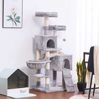 Arbre à chat en bois avec griffoir, hamac, tour et maison, en peluche grise, livraison gratuite depuis l'usine chinoise